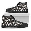 Motorcycle Equipment Pattern Print Black High Top Sneakers