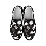 Motorcycle Equipment Pattern Print Black Slip On Shoes
