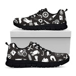 Motorcycle Equipment Pattern Print Black Sneakers