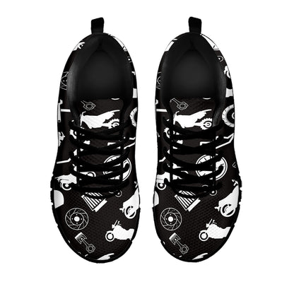 Motorcycle Equipment Pattern Print Black Sneakers