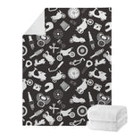 Motorcycle Equipment Pattern Print Blanket