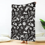 Motorcycle Equipment Pattern Print Blanket