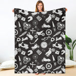 Motorcycle Equipment Pattern Print Blanket