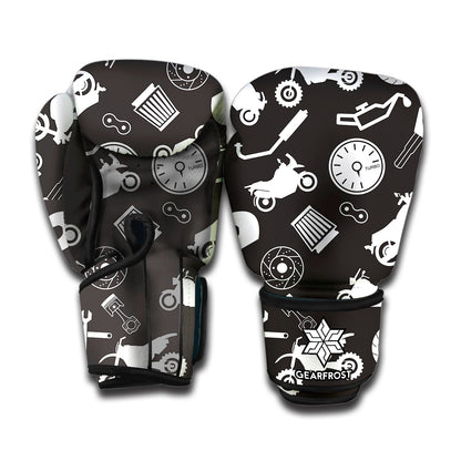 Motorcycle Equipment Pattern Print Boxing Gloves