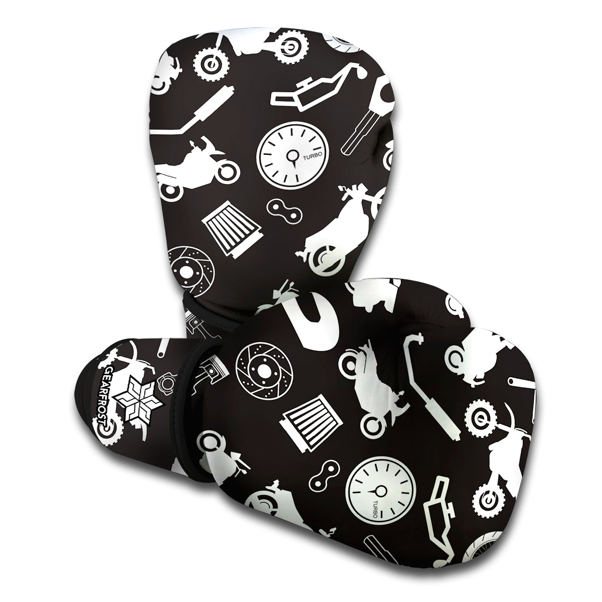 Motorcycle Equipment Pattern Print Boxing Gloves