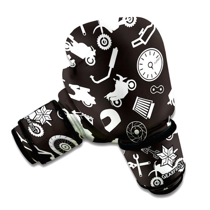 Motorcycle Equipment Pattern Print Boxing Gloves