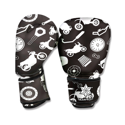 Motorcycle Equipment Pattern Print Boxing Gloves