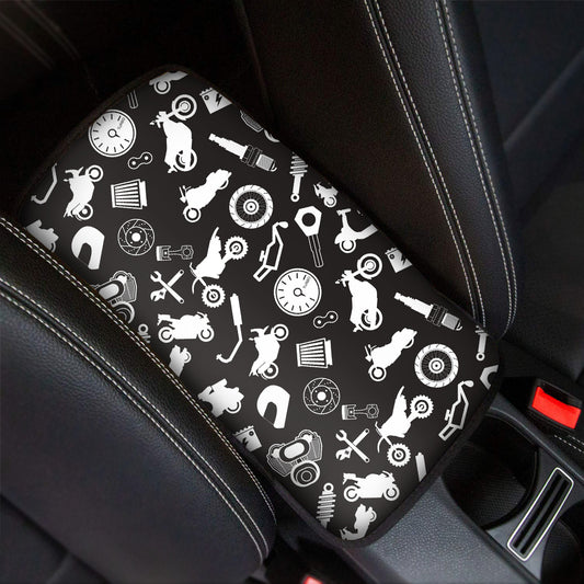 Motorcycle Equipment Pattern Print Car Center Console Cover