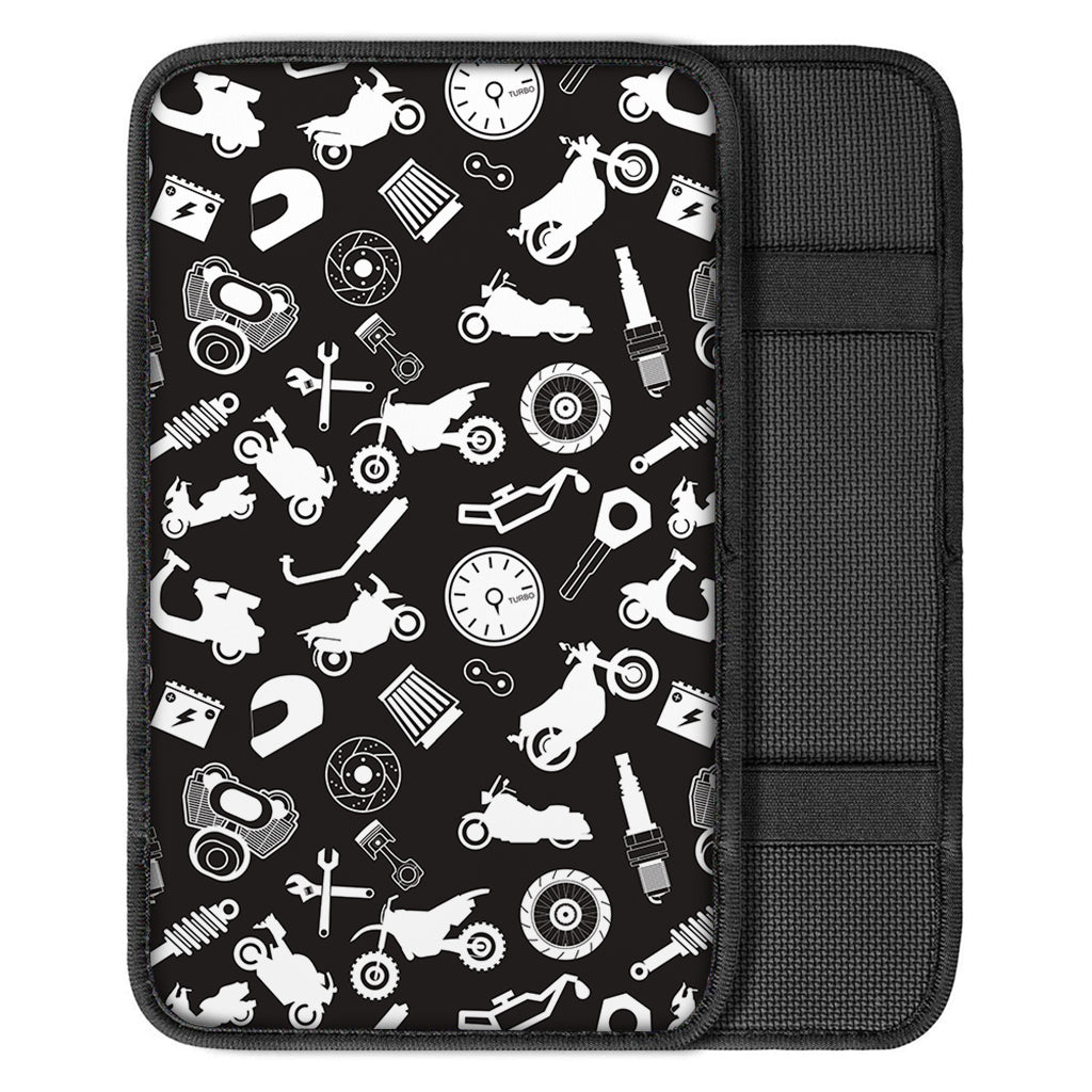 Motorcycle Equipment Pattern Print Car Center Console Cover