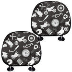 Motorcycle Equipment Pattern Print Car Headrest Covers