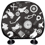 Motorcycle Equipment Pattern Print Car Headrest Covers