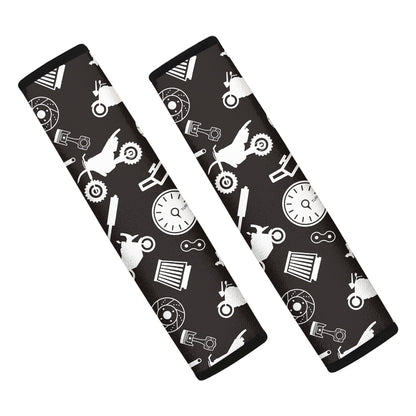 Motorcycle Equipment Pattern Print Car Seat Belt Covers