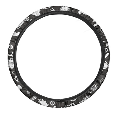 Motorcycle Equipment Pattern Print Car Steering Wheel Cover