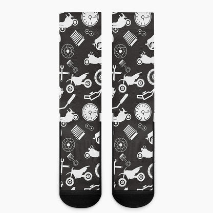 Motorcycle Equipment Pattern Print Crew Socks