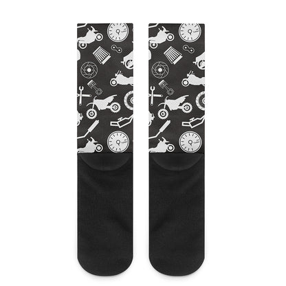 Motorcycle Equipment Pattern Print Crew Socks