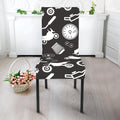 Motorcycle Equipment Pattern Print Dining Chair Slipcover