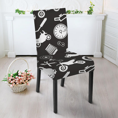 Motorcycle Equipment Pattern Print Dining Chair Slipcover