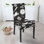 Motorcycle Equipment Pattern Print Dining Chair Slipcover
