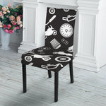Motorcycle Equipment Pattern Print Dining Chair Slipcover