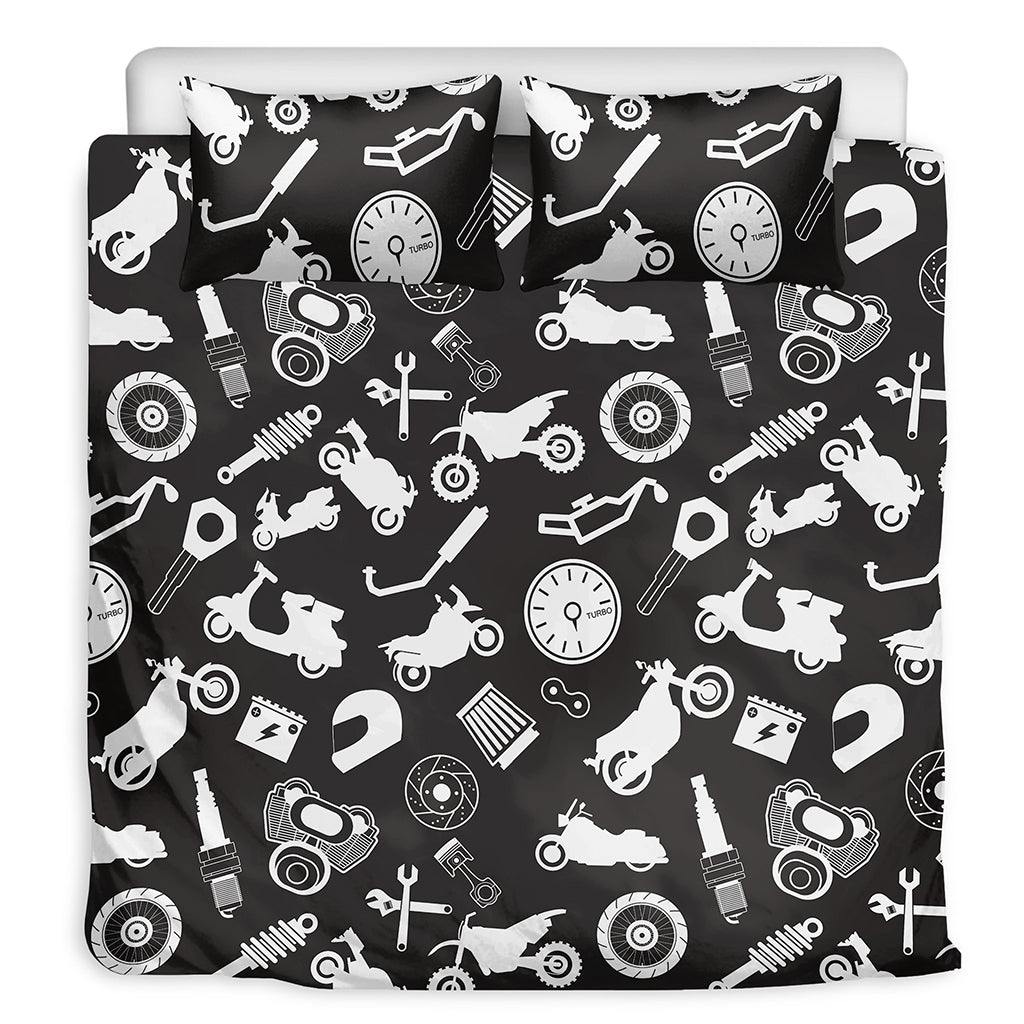 Motorcycle Equipment Pattern Print Duvet Cover Bedding Set