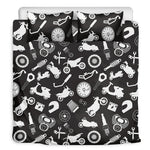 Motorcycle Equipment Pattern Print Duvet Cover Bedding Set