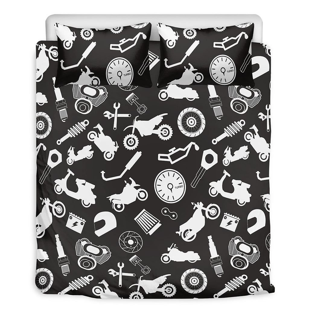 Motorcycle Equipment Pattern Print Duvet Cover Bedding Set