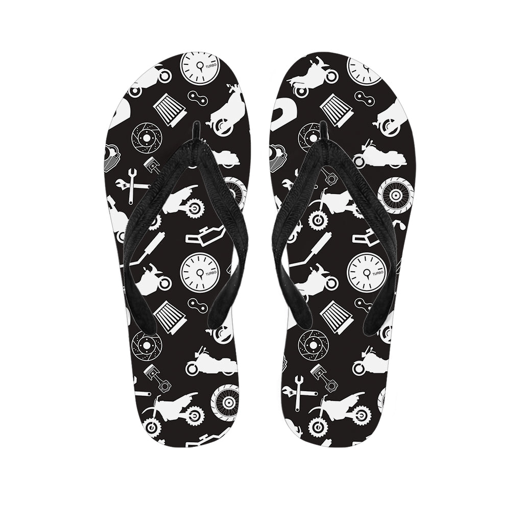 Motorcycle Equipment Pattern Print Flip Flops
