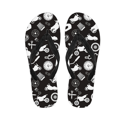 Motorcycle Equipment Pattern Print Flip Flops