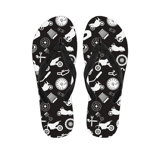 Motorcycle Equipment Pattern Print Flip Flops