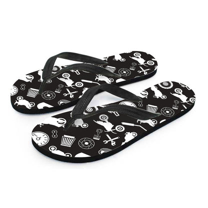 Motorcycle Equipment Pattern Print Flip Flops