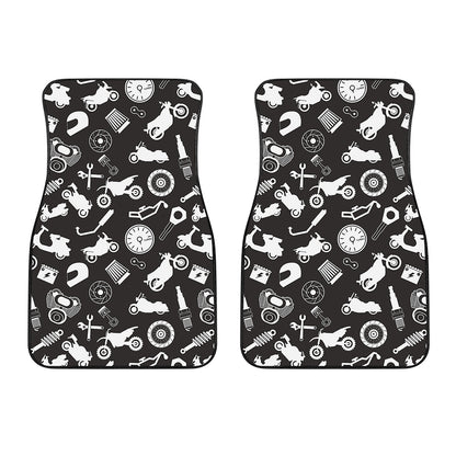 Motorcycle Equipment Pattern Print Front Car Floor Mats