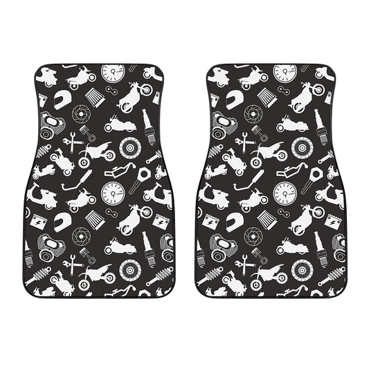 Motorcycle Equipment Pattern Print Front Car Floor Mats