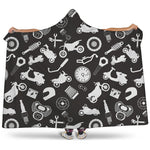 Motorcycle Equipment Pattern Print Hooded Blanket