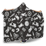 Motorcycle Equipment Pattern Print Hooded Blanket