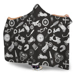 Motorcycle Equipment Pattern Print Hooded Blanket