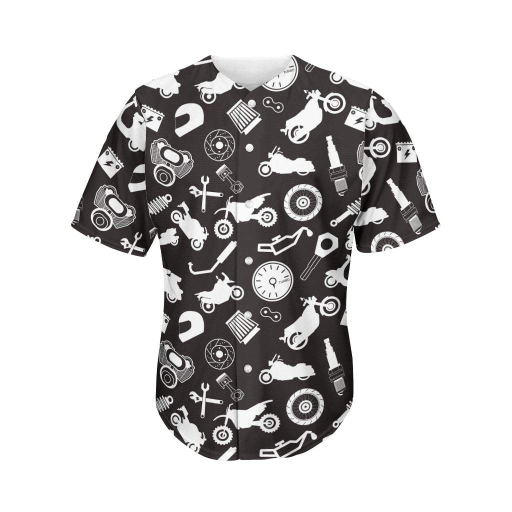 Motorcycle Equipment Pattern Print Men's Baseball Jersey