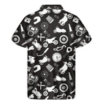 Motorcycle Equipment Pattern Print Men's Short Sleeve Shirt