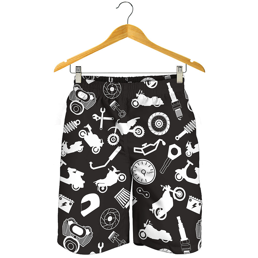 Motorcycle Equipment Pattern Print Men's Shorts