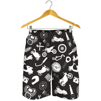 Motorcycle Equipment Pattern Print Men's Shorts