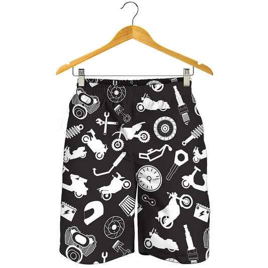 Motorcycle Equipment Pattern Print Men's Shorts