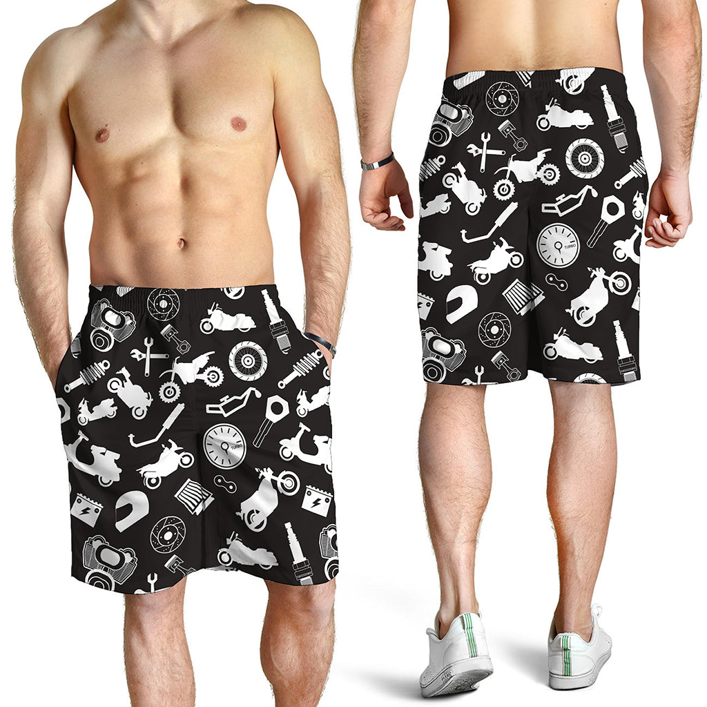 Motorcycle Equipment Pattern Print Men's Shorts