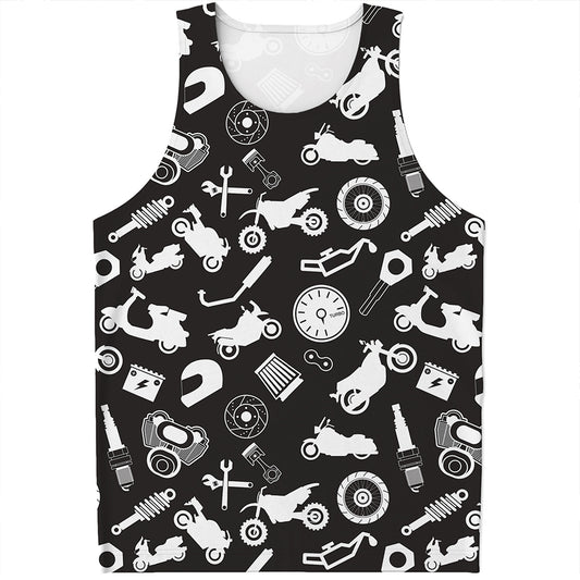 Motorcycle Equipment Pattern Print Men's Tank Top