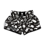 Motorcycle Equipment Pattern Print Muay Thai Boxing Shorts