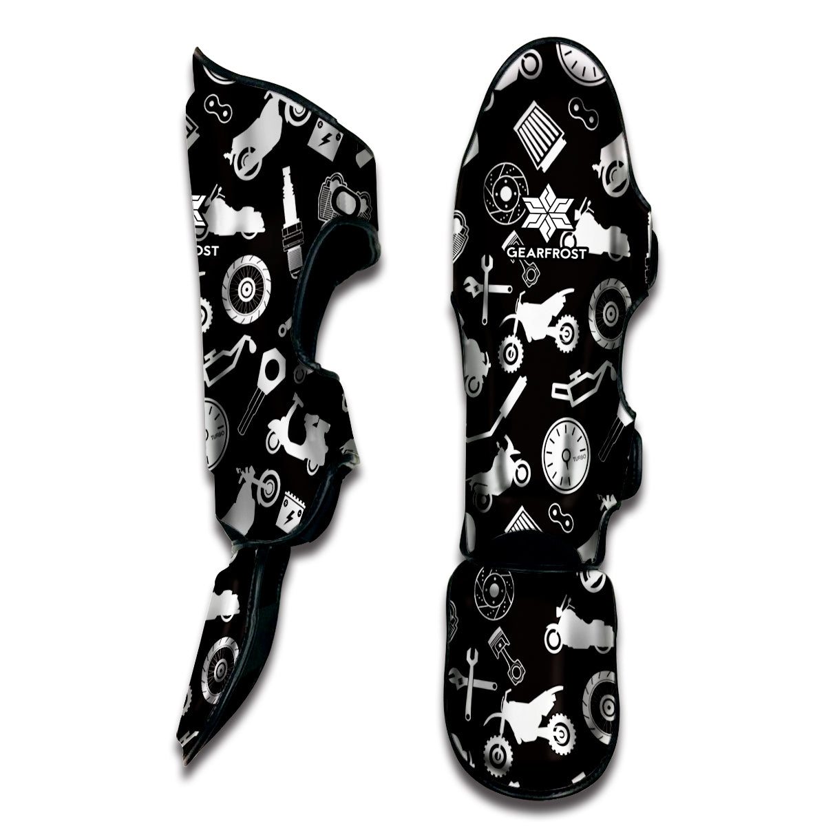 Motorcycle Equipment Pattern Print Muay Thai Shin Guard