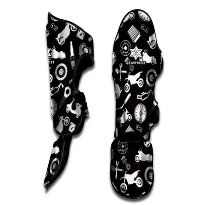 Motorcycle Equipment Pattern Print Muay Thai Shin Guard