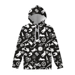 Motorcycle Equipment Pattern Print Pullover Hoodie