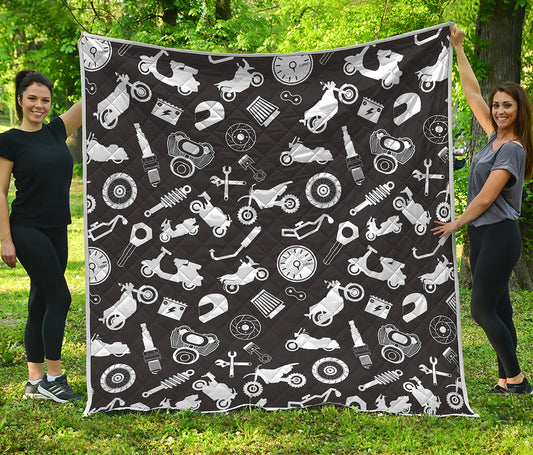 Motorcycle Equipment Pattern Print Quilt