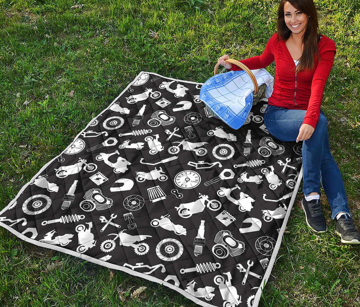 Motorcycle Equipment Pattern Print Quilt