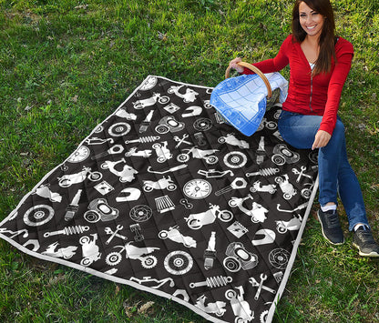 Motorcycle Equipment Pattern Print Quilt