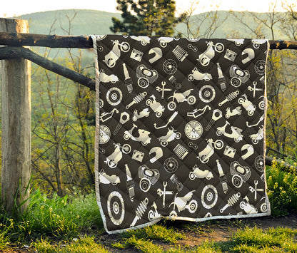 Motorcycle Equipment Pattern Print Quilt